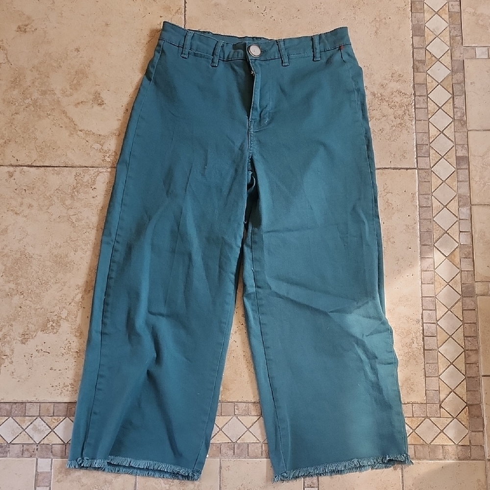 Time And True Teal Wide Leg Crop Pants